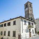 External view of inexpensive apartment property Anghiari Tuscany Italy.
