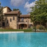External view of pool and luxury villa Todi Umbria Italy