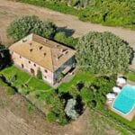 View of Tuscan farmhouse agriturismo and estate