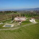 View of Chianti vineyards, agriturismo and land