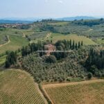 View of Chianti villa property and vineyards and olive grove
