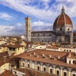 View of the Duomo in Florence Italy and apartments for sale in Palazzo Portinari Salviati.