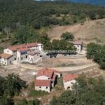 View of Italian farmhouses and Tuscan hamlet