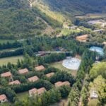 Aerial view of Italian vacation and leisure complex for sale