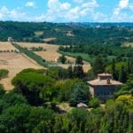View of farm estate and agriturismo in Umbria Italy