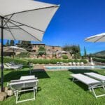 View from pool of stunning Tuscan wine estate