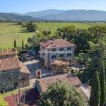 View of Tuscan farmhouse and outbuildings near Anghiari
