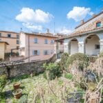 Courtyard garden view of Sansepolcro Tuscany Palazzo