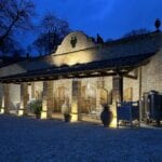 Evening view of organic wine estate and Agriturismo Fermo Marche Italy