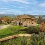View of farmhouse and land on Umbria farm estate