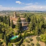 View of historic castle hotel near Florence Tuscany Italy