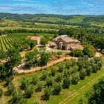 View of farmhouse and land on Umbria farm estate