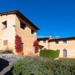 External view of farmhouses on Tuscan organic olive oil farm near Rignano sull’Arno and Florence