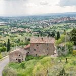 External view of farmhouse and barn renovation property Castiglion Fiorentino Tuscany Italy