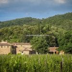 External view of country estate Montalcino Tuscany Italy