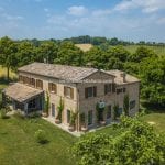 External view of lovely Marche Italy country home and gardens.