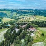 Aerial view of Tuscany Italy agriturismo and farm