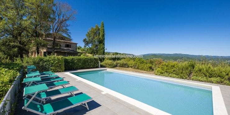 Restored stone Tuscan farmhouse with pool