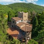 External view of large luxury villa, Fiesole Florence Tuscany Italy