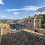 View from apartment of rooftops in Todi's historic centre. Umbria Italy.