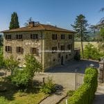 View of countryyside villa near Anghiari Tuscany Italy