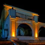 Evening view of historic villa home Lipari Aeolian Islands Sicily Italy