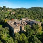 Aerial view of former monastery Greve in Chianti Florence Tuscany Italy