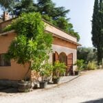 View of farmhouse on Lazion winery and wine state. Viterbo Lazio Italy
