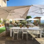 Terrace view from luxury apartment Castiglion Fiorentino Tuscany Italy