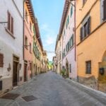 External view of townhouse home Sansepolcro Tuscany Italy