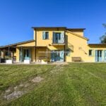 View of farmhouse Magliano in Toscana Tuscany Italy
