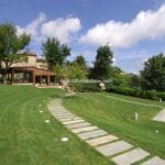 External view of restored monastery now a luxury boutique hotel near Pietralunga Umbria Italy