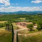 Some of the farm buildings on Tuscan hunting farm estate