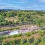 Aerial view of Italian country house in Tuscany