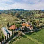 View of land and Tuscan estate