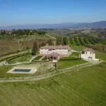 View of Chianti vineyards, agriturismo and land
