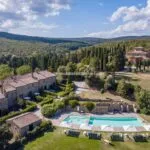 View of Rural hamlet with large villa and Agriturismo for sale in Tuscany