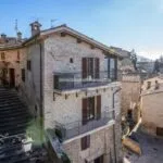 External view of Monone Umbria Italy townhouse and terraces.