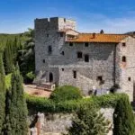 View of Tuscan castle in Italy
