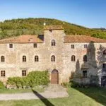 External view of former monastery converted into a Tuscan home near Arezzo