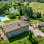 Aerial view of luxury villa in Italy, near Arezzo in Tuscany