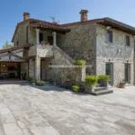 External view of Poppi Tuscany Italy farmhouse villa.