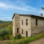 External view of farmhouse near Bevagna Umbria Italy.