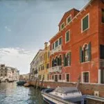 Canal side view of Palazzo and apartment in Sestiere Dorsoduro, Santa Maria dei Carmini Venice