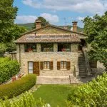 View of Bibbiena farmhouse in Tuscany Italy