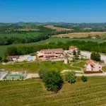 View of estate with agriturismo, vineyards, cattle farm for sale near Narni Umbria Italy