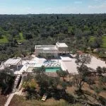 Aerial view of luxury vial and pool for sale Ostunia Apulia Italy