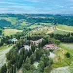 Aerial view of Tuscany Italy agriturismo and farm