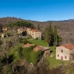 View of hamlet and land near Talla, Tuscany, Italy