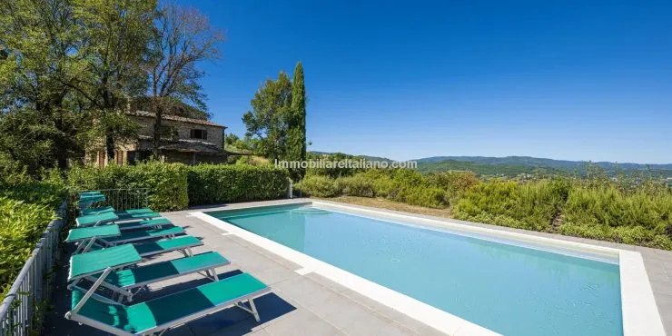 Restored stone Tuscan farmhouse with pool